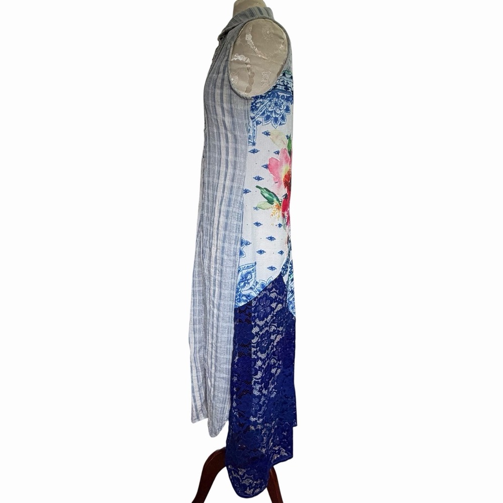 Soft Surroundings sleeveless flora boho button front maxi dress Small Festival